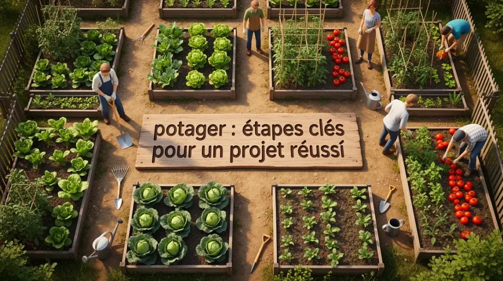 vue aerienne potager organisation parcelles etapes cles projet