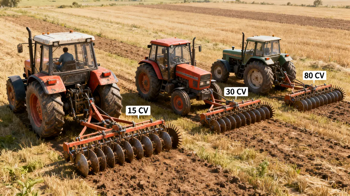 tracteurs differents tailles avec herse rotative CV
