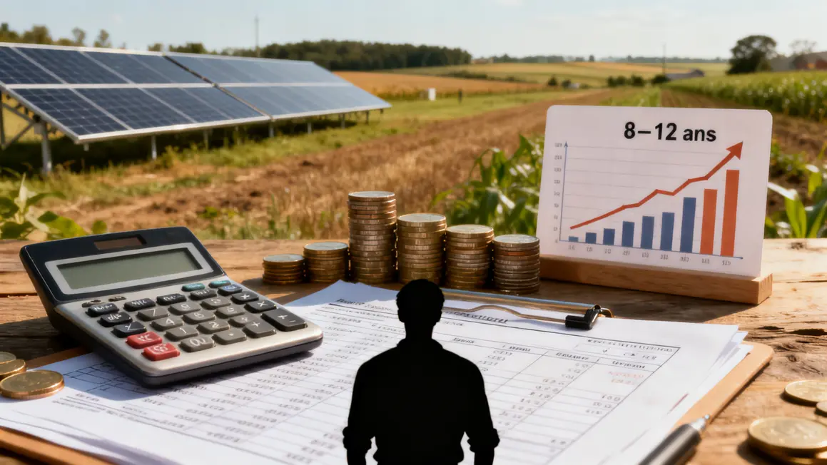 Calcul rentabilité panneaux solaires ferme sur 8 à 12 ans
