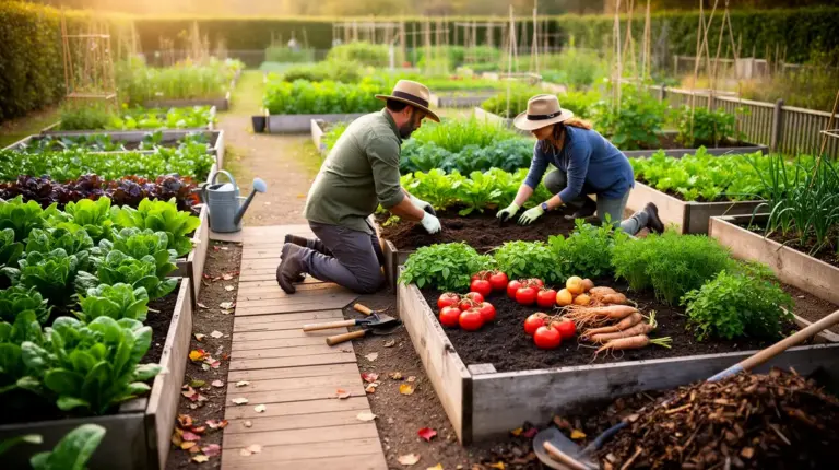 Vue jardin potager rotation potagere personnes organisation