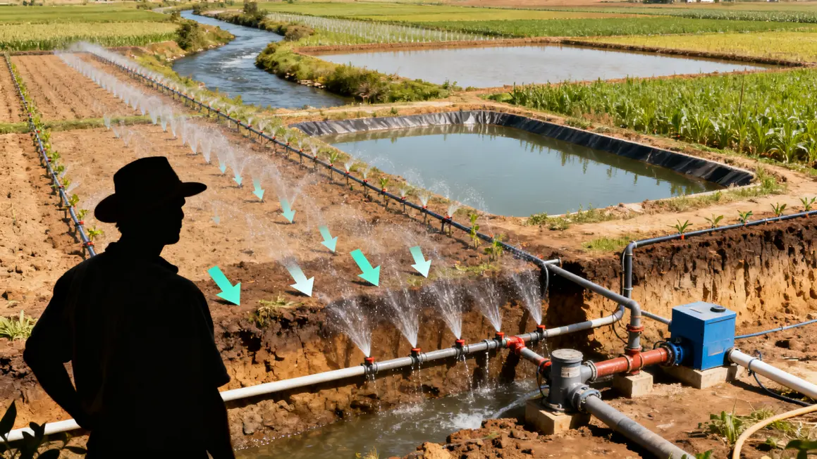 schema photorealiste irrigation agricole types eau