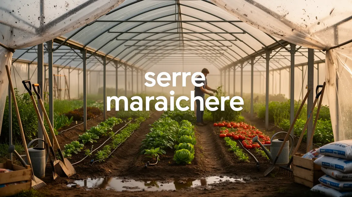 serre maraichere typique structure acier bache transparente horticulture organisation