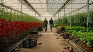 Serre maraîchère moderne en production de légumes