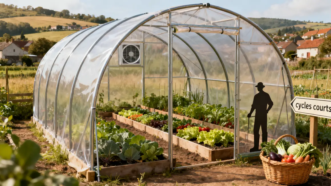 Serre tunnel petit budget arceaux légumes ventilation cycles courts