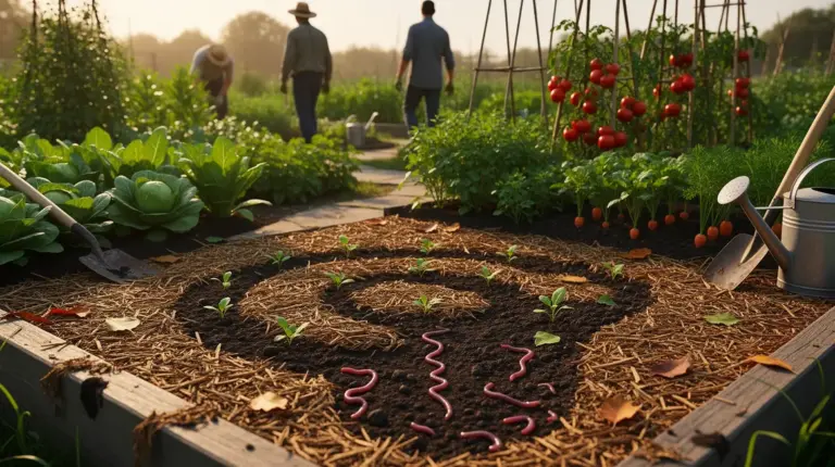 sol vivant potager mulch avec vers de terre