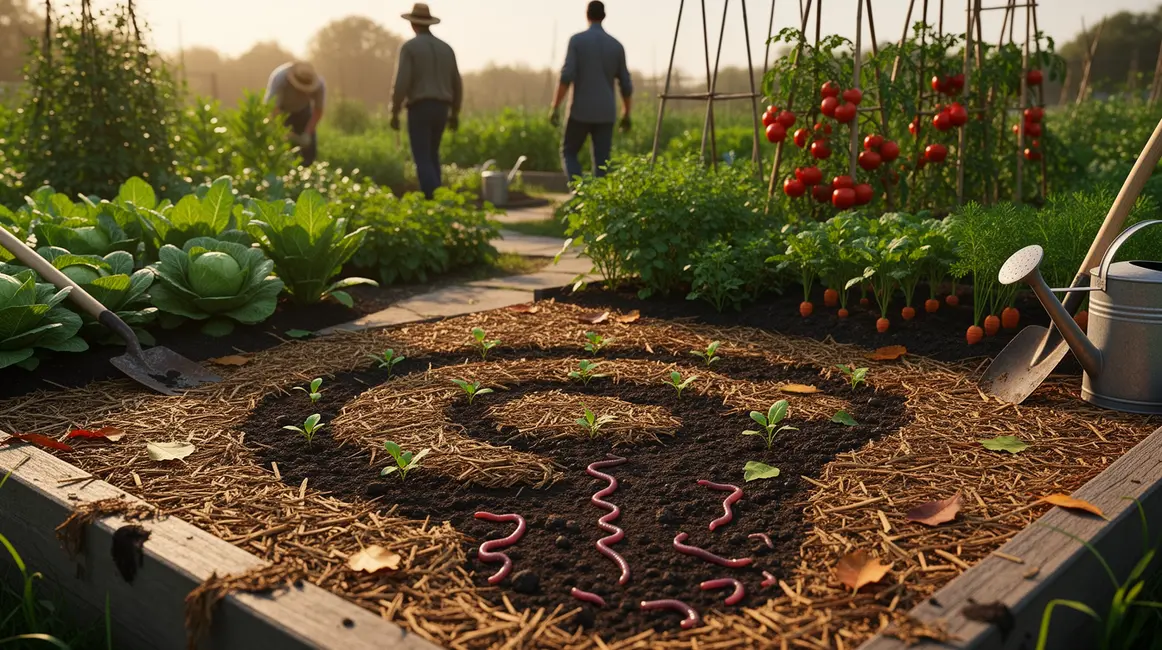 sol vivant potager mulch avec vers de terre