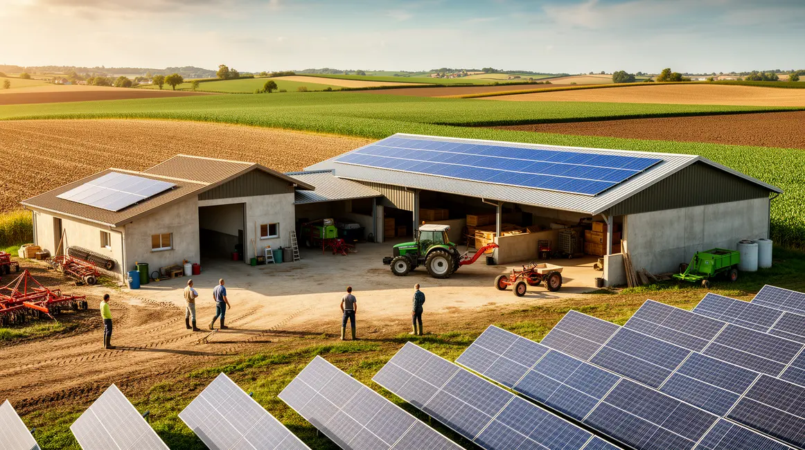 exploitation agricole moderne avec panneaux solaires