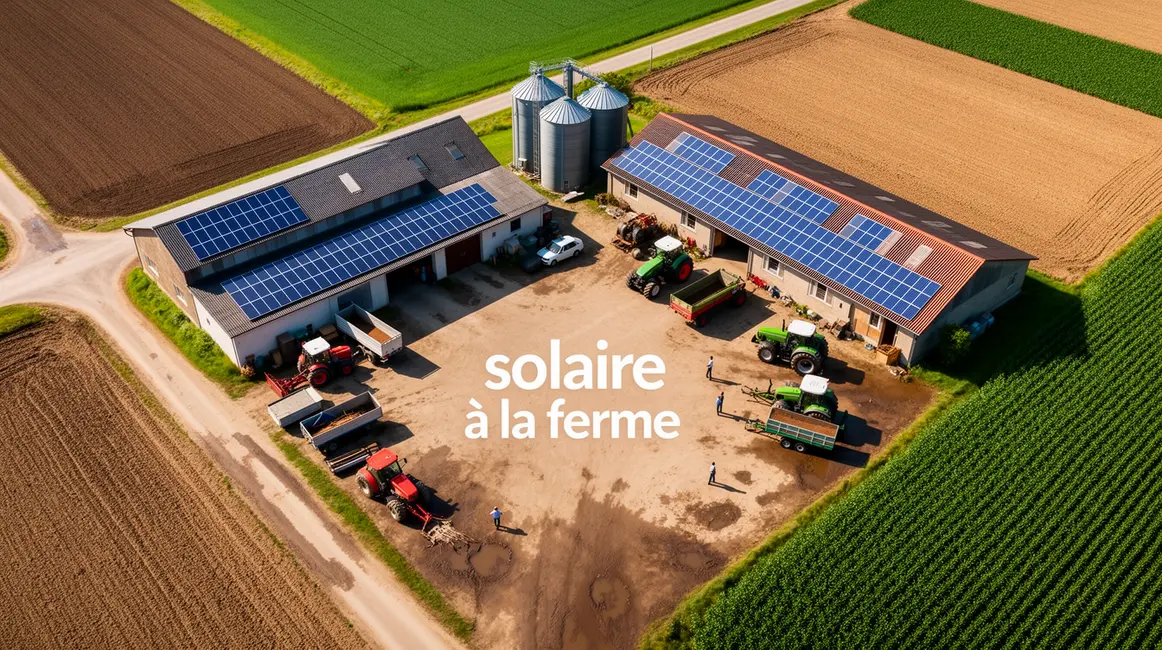 solaire a la ferme vue du dessus champs et panneaux solaires