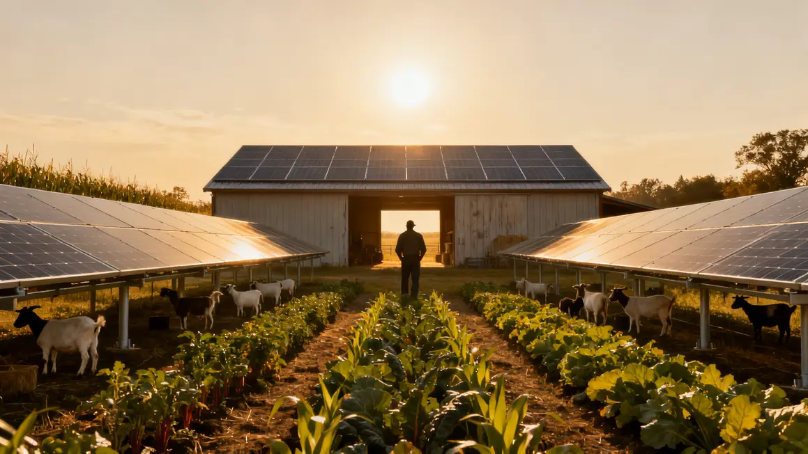 solaire a la ferme hangar panneaux solaires cultures chevres