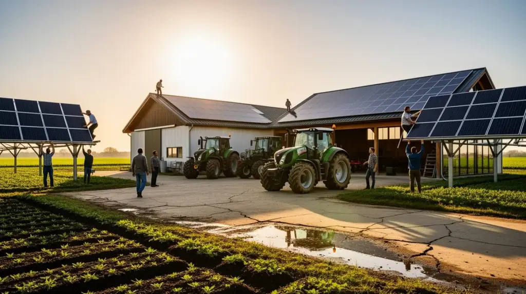 Toits agricoles photovoltaïques, soleil, agriculteurs, solaire à la ferme