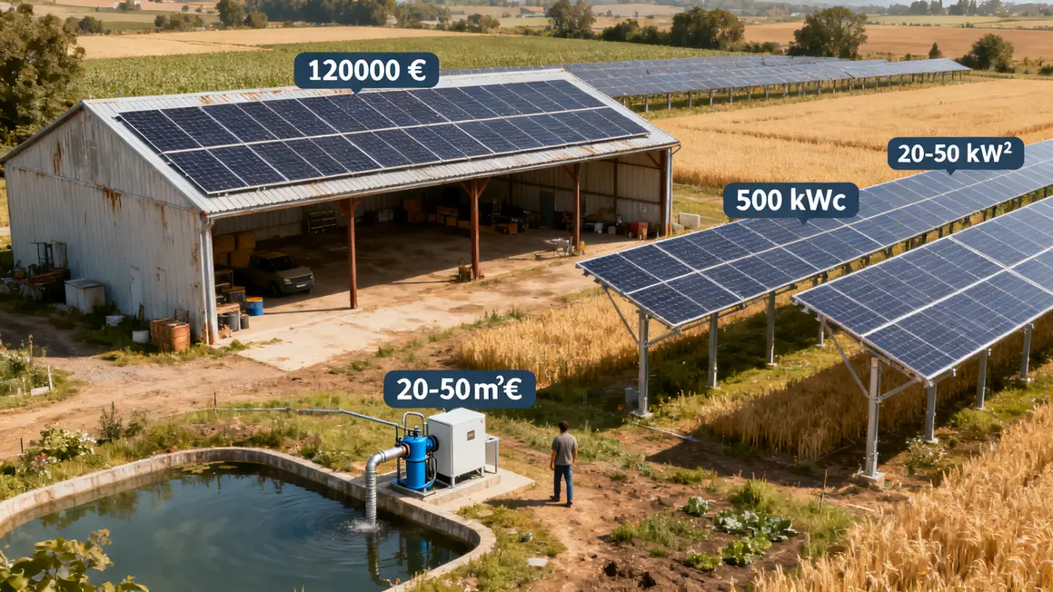 Différentes installations solaires agricoles : toiture, sol, agrivoltaïsme, pompage