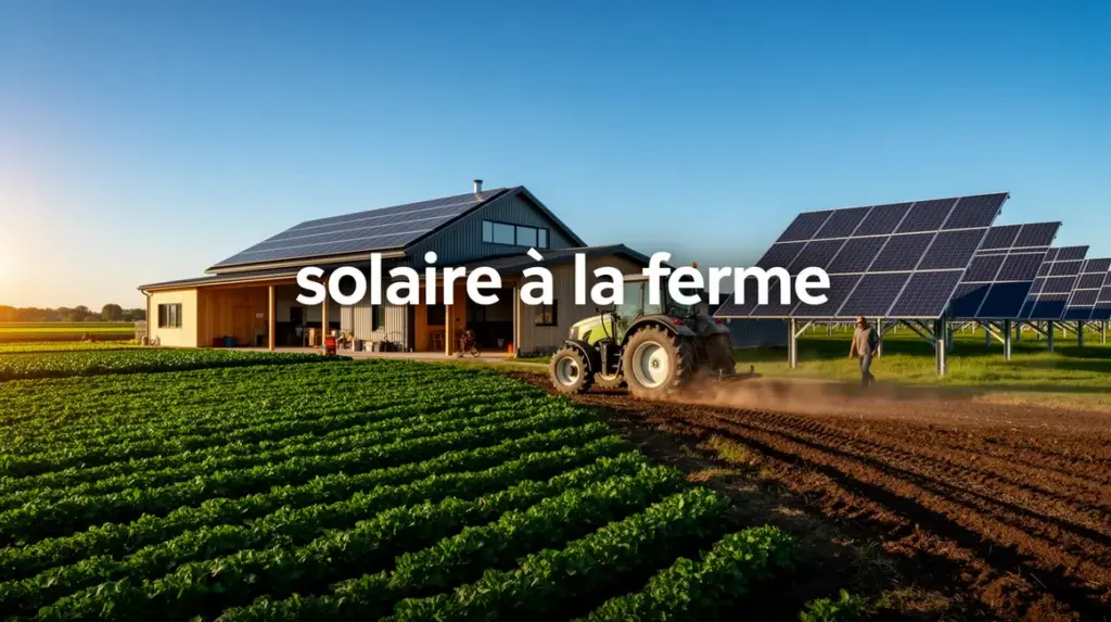 Ferme moderne avec panneaux solaires sur toiture et au sol