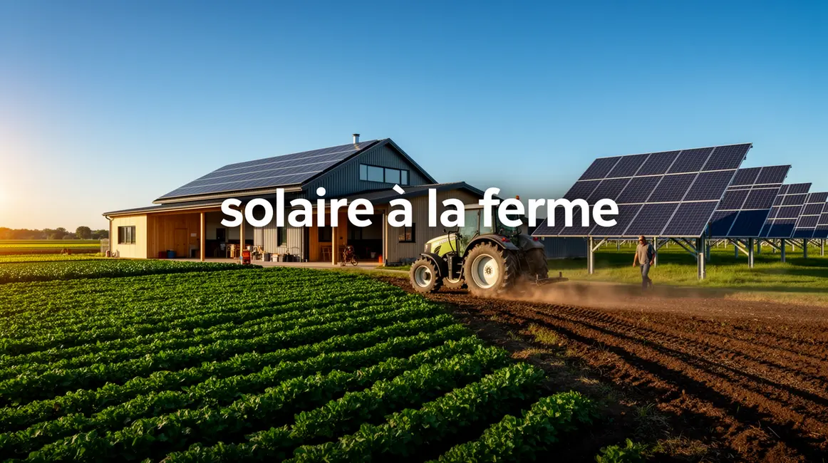 Ferme moderne avec panneaux solaires sur toiture et au sol