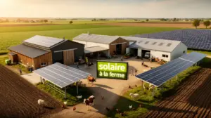 ferme moderne panneaux solaires toit ombrières parc solaire