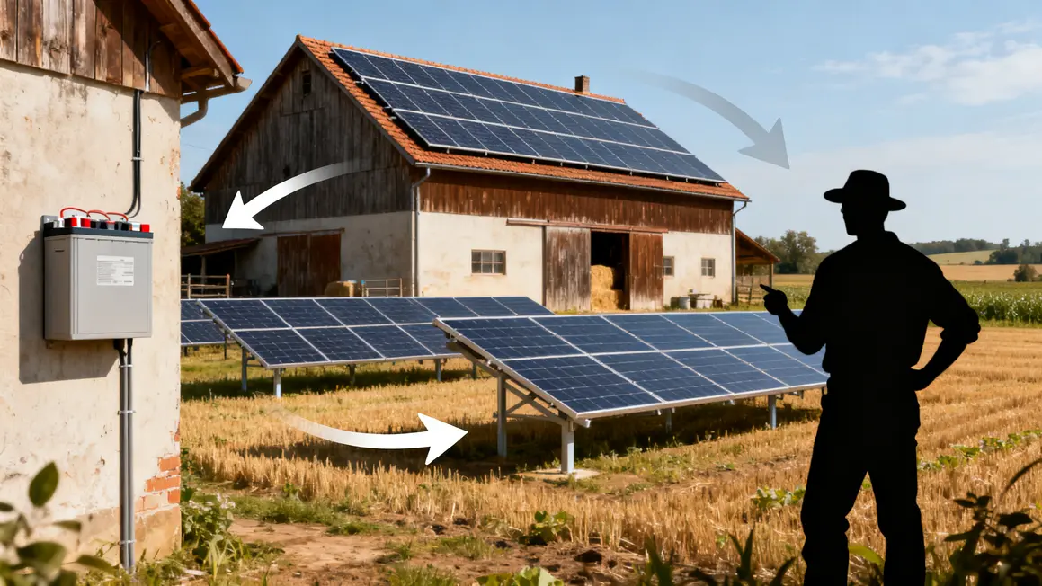 choix installation solaire a la ferme panneaux et batterie