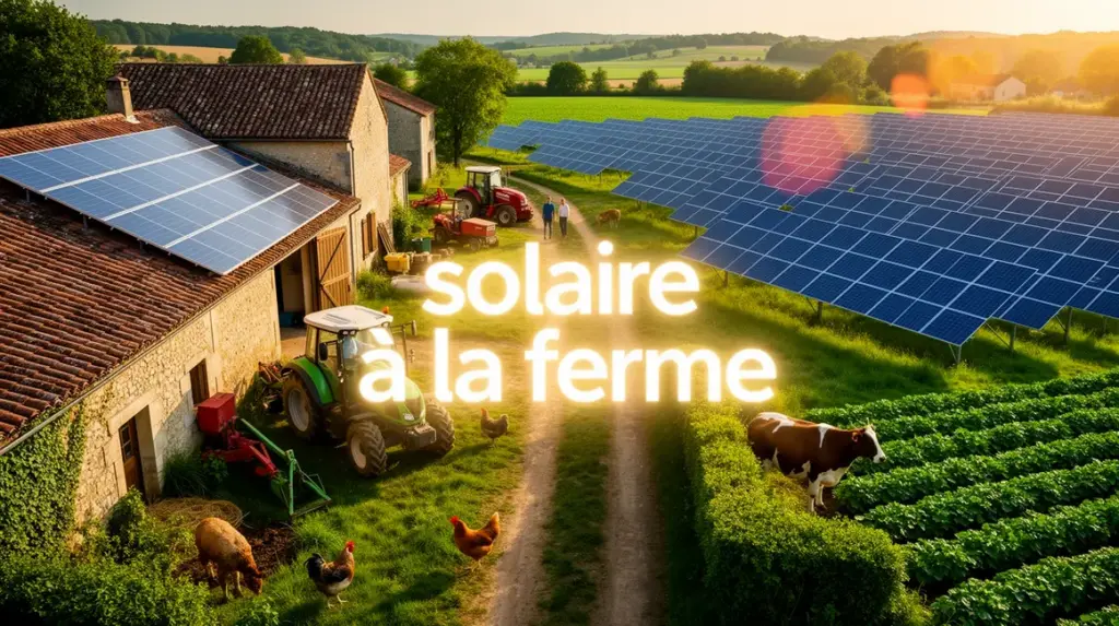 ferme française avec panneaux solaires et parc photovoltaïque