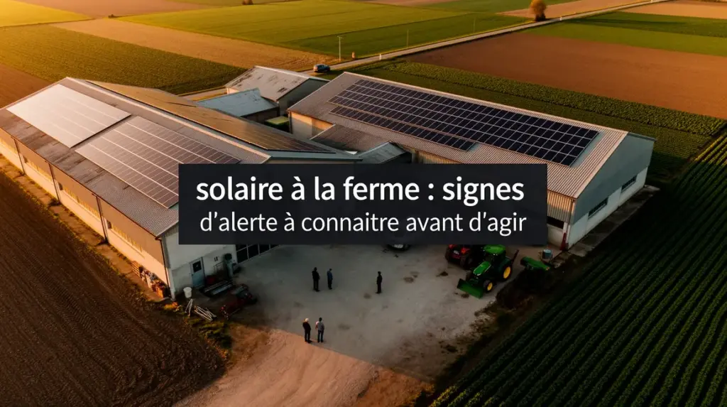 vue drone ferme panneaux solaires toits signes alerte