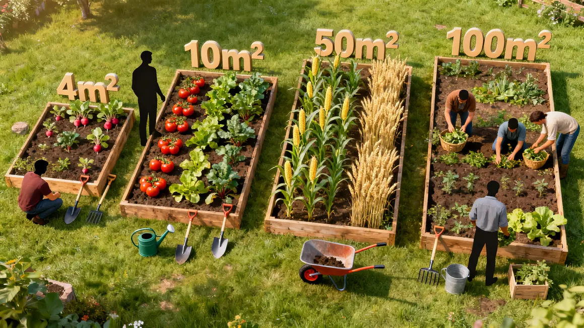 Tableau surfaces potager bio chiffres outils