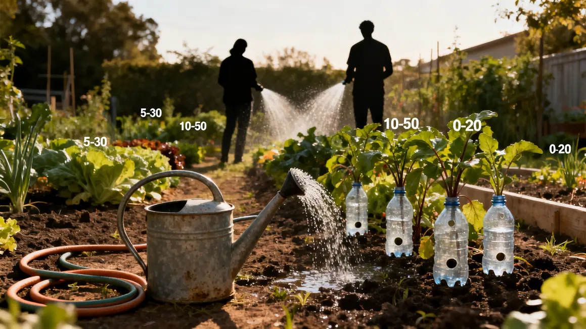 arrosoir tuyau souple bouteilles percées, coûts, potager econome
