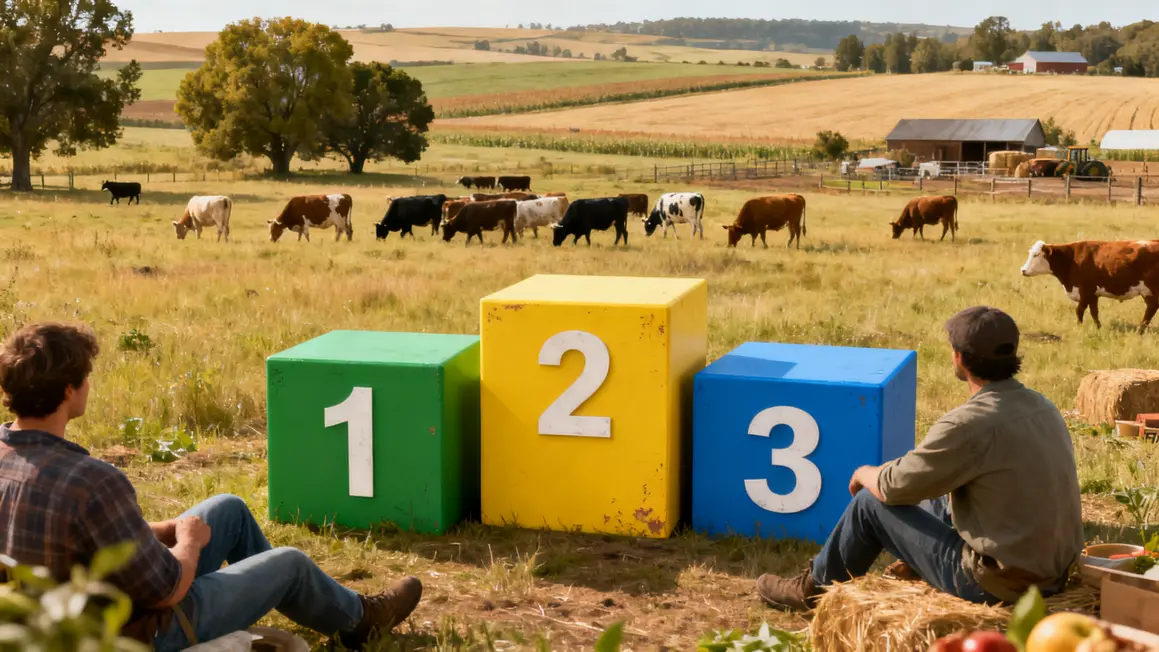Visuel ferme trois cubes élevage durable environnement rentabilité société