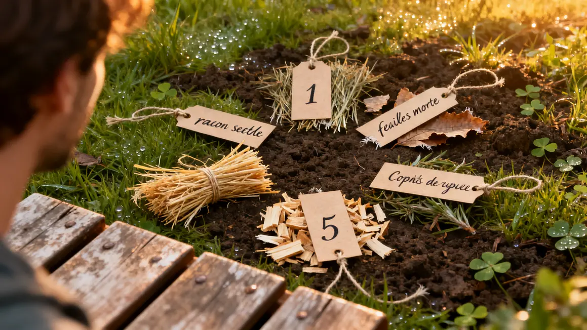 cinq paillis différents cercle potager économique
