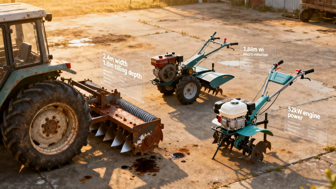 tableau visuel types herse rotative grand microtracteur motoculteur