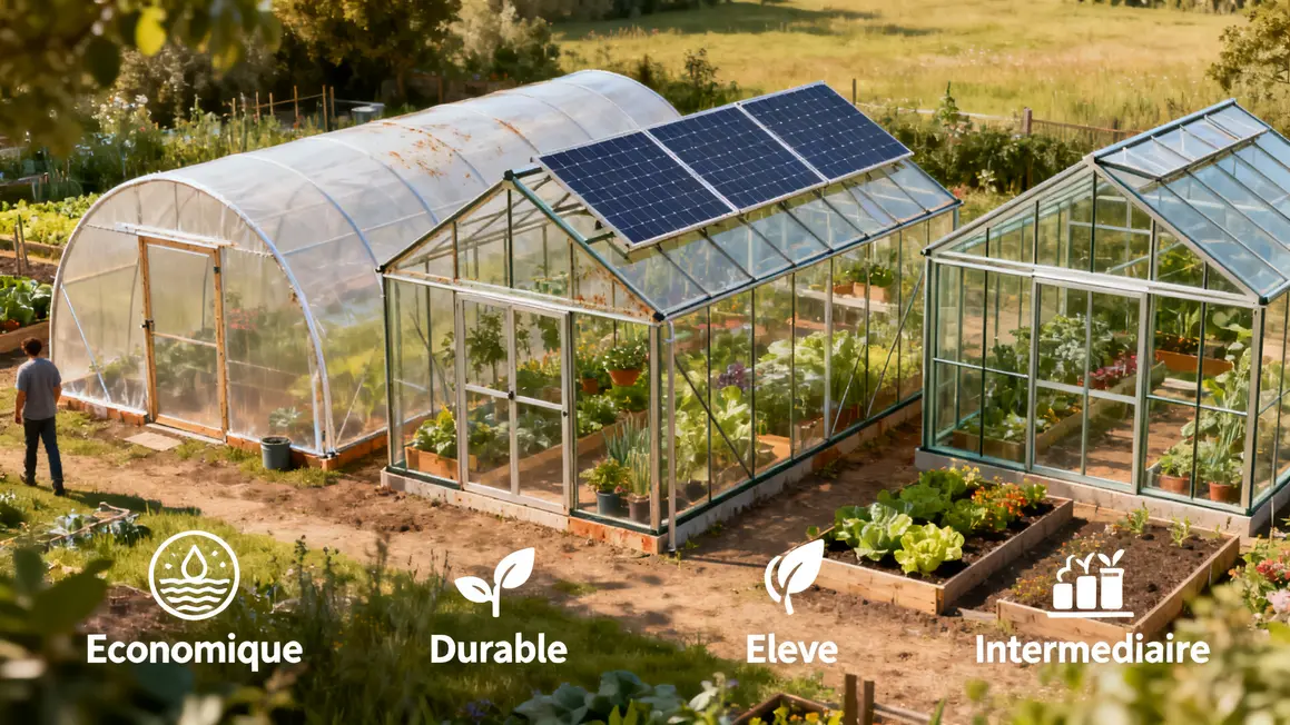Comparatif types serres maraîchères tunnel bioclimatique verre polycarbonate