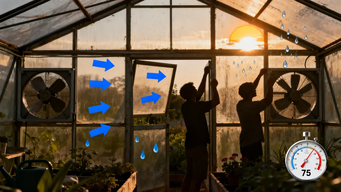Système ventilation climat dans serre maraîchère