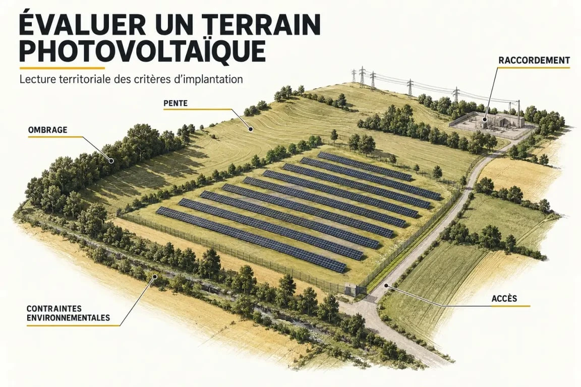 Critères d’évaluation d’un terrain pour photovoltaïque : pente, ombrage, accès et raccordement