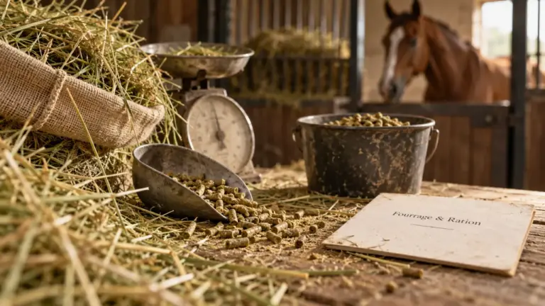 Alimentation cheval : peser le foin avant d’ajouter des granulés