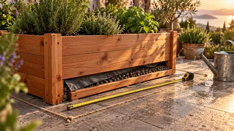 Bac bois pour jardinage sur terrasse, format adapté et durable