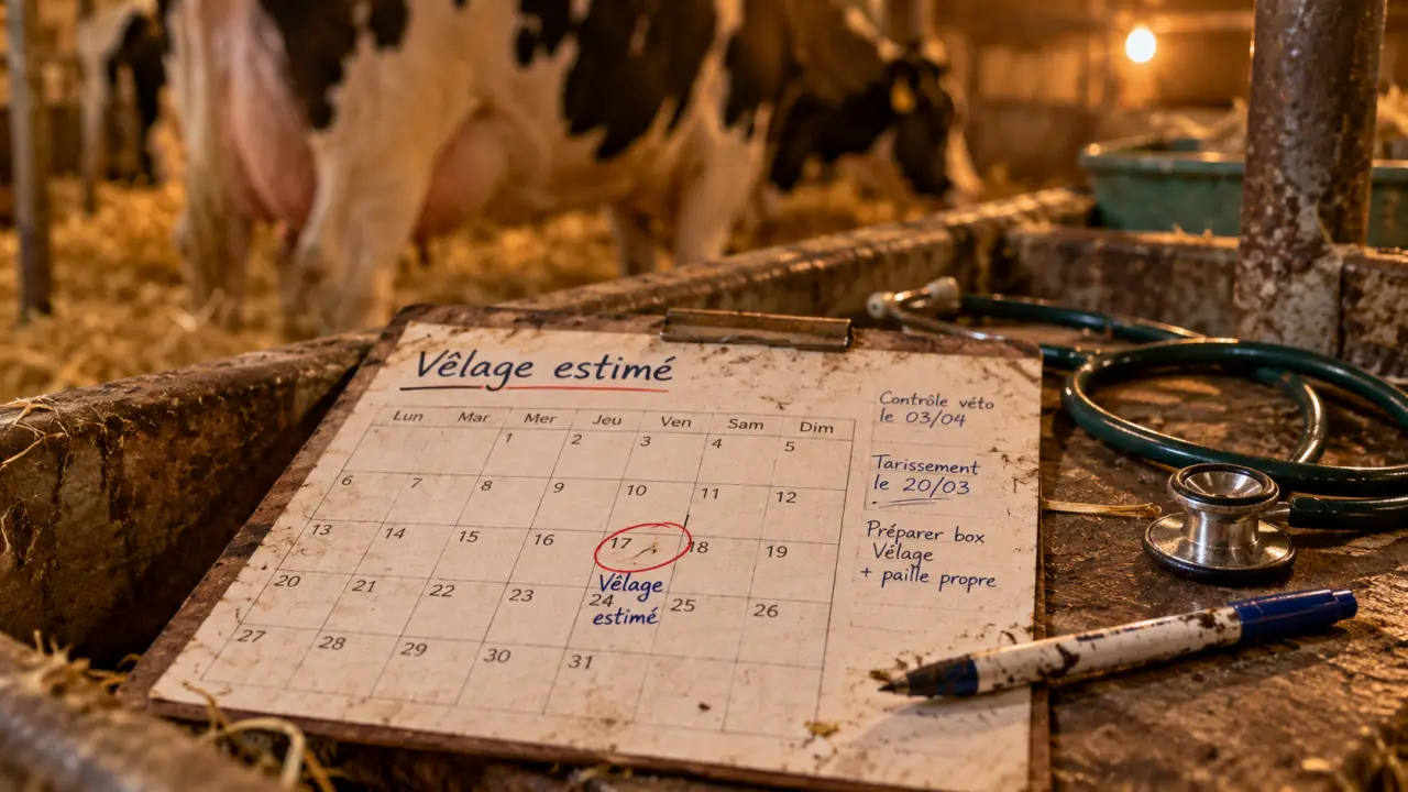 Gestation vache : calendrier vêlage estimé en étable