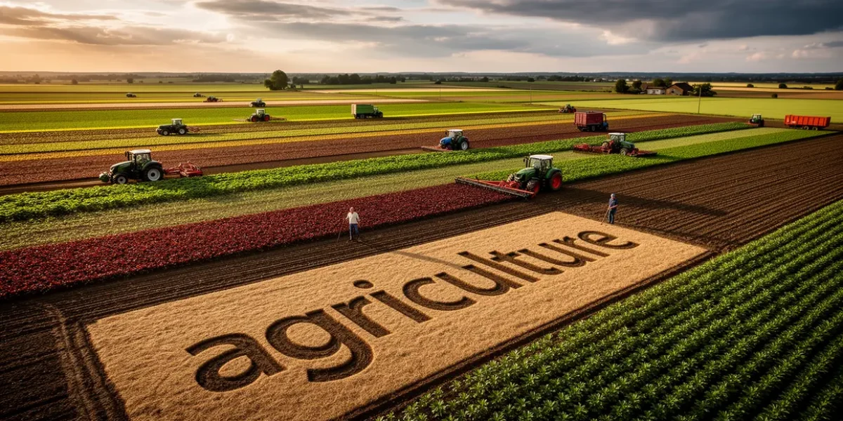 Scène agricole plaine multiculture tracteurs météo 2026