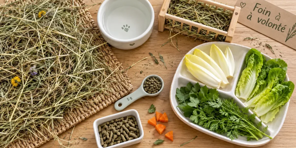 Alimentation lapin : foin à volonté, eau et verdure
