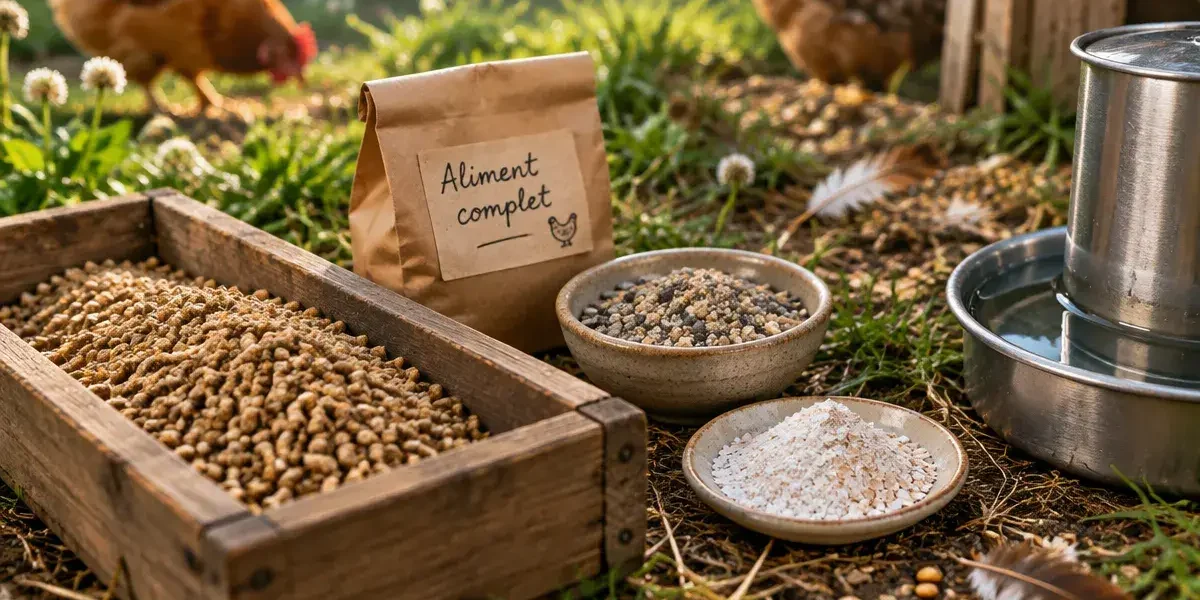 Alimentation poule pondeuse : granulés, grit et eau fraîche pour une ponte régulière