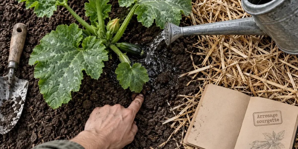 Arrosage courgette : eau au pied, sans mouiller le feuillage