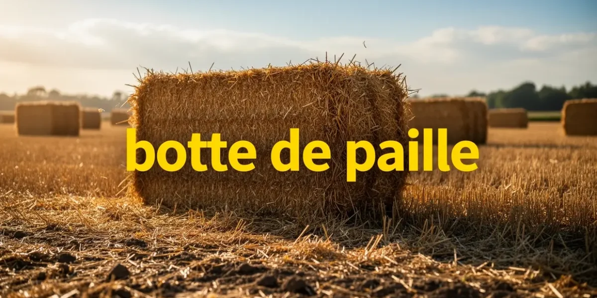 Bottes de paille rectangulaires sur champ apres recolte