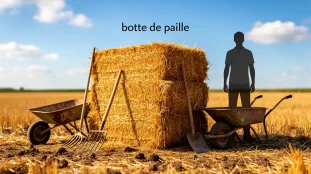 Botte de paille rectangulaire sur champ optimisation budget