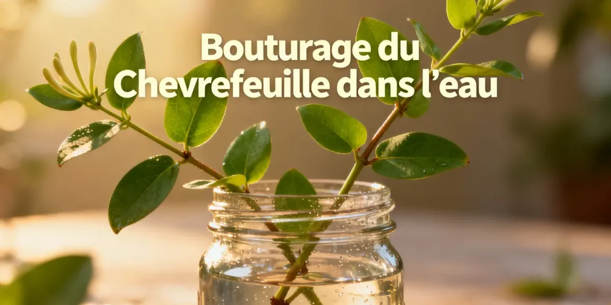 Bouturage du chevrefeuille dans l'eau bocal transparent