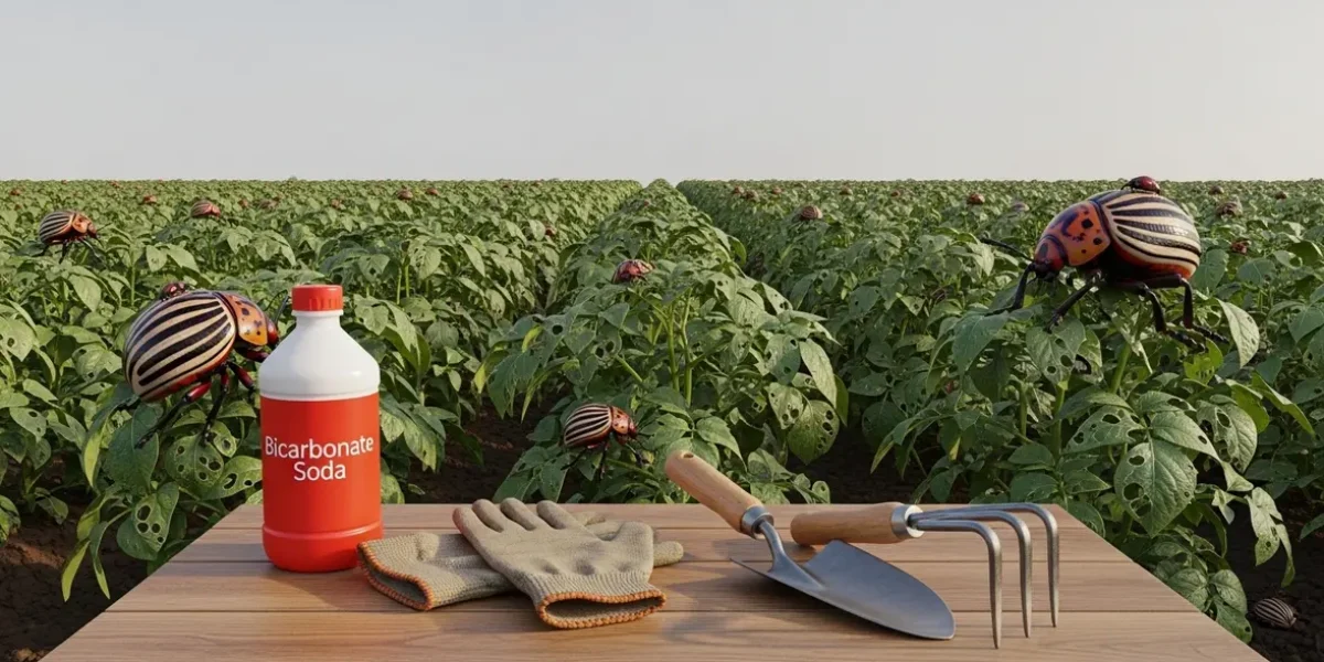 champ de pommes de terre infesté doryphore et bicarbonate