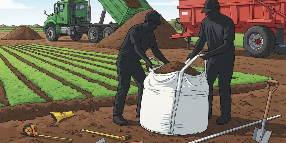 chantier agricole big bag terre outils mesure