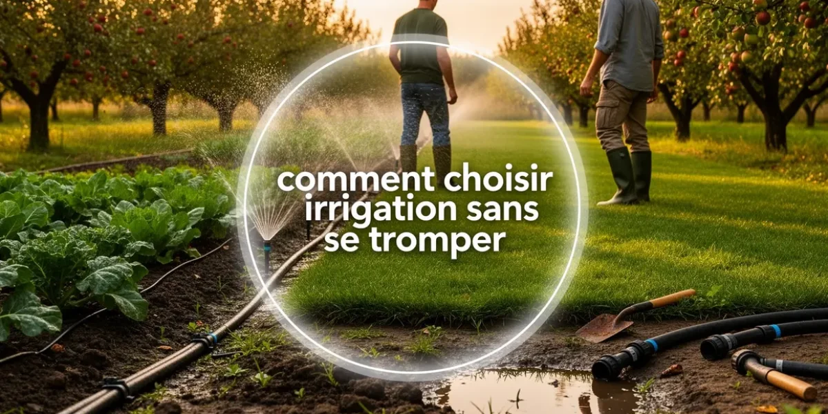 Vue potager pelouse verger systemes irrigation variés
