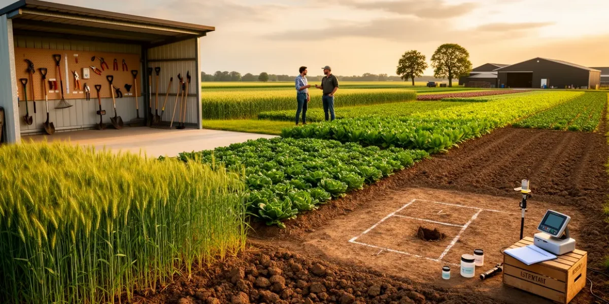 ferme analyse choix agricole photoréaliste