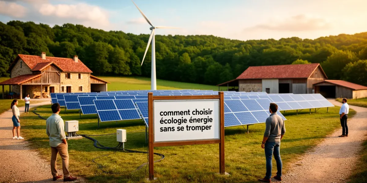 Scène agriculture énergie renouvelable panneaux solaires éolienne