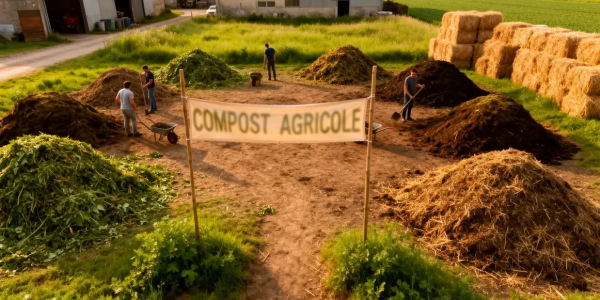 exploitation agricole compost vue aeree