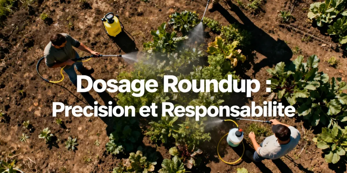 plan vegetal stylise avec outils dosage roundup