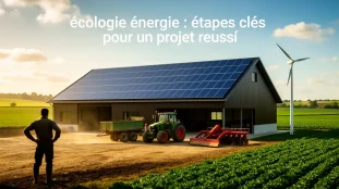 ferme moderne ecologie energie panneaux solaires eolienne
