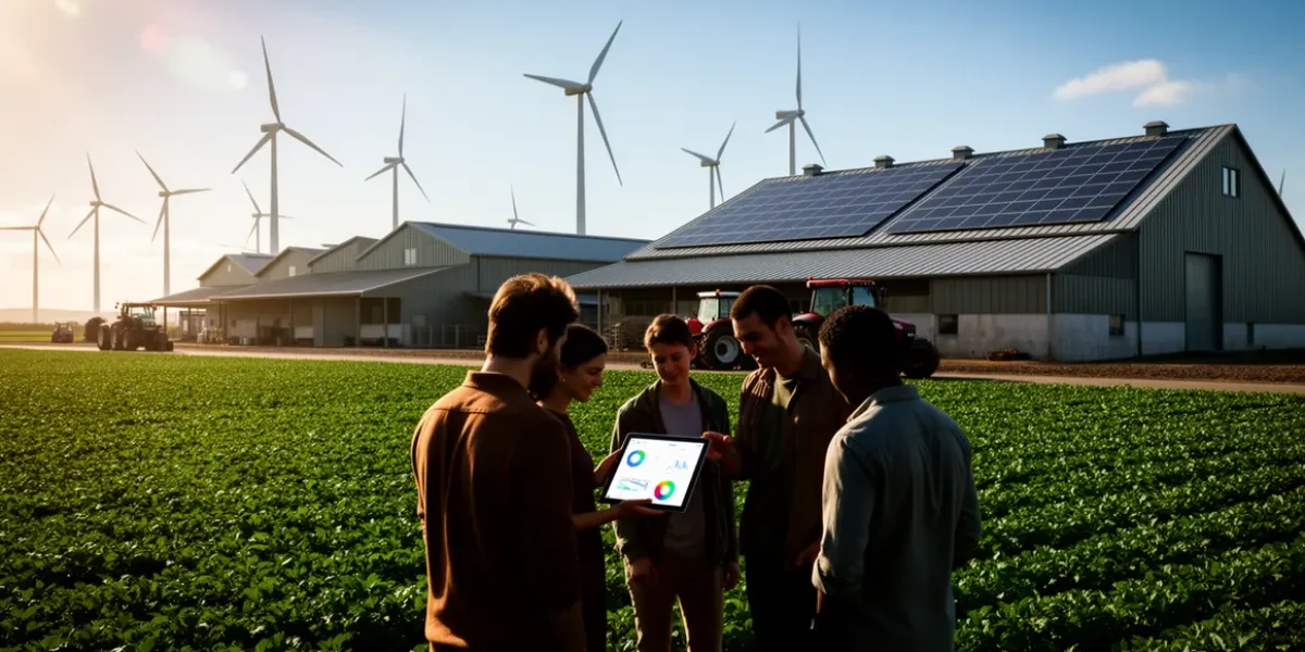 ferme moderne ecologie energie panneaux solaires eoliennes