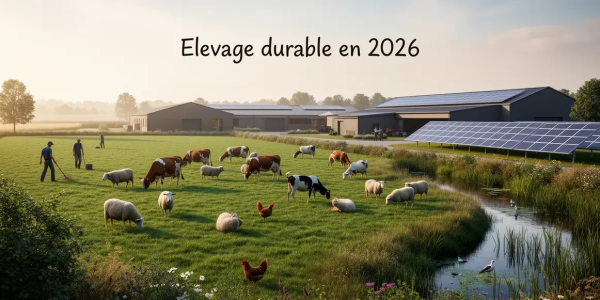 Ferme elevage durable 2026 animaux en pature panneaux solaires biodiversite