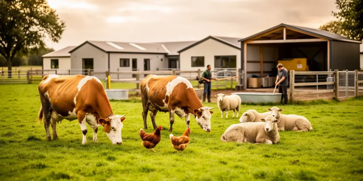 Elevage durable ferme moderne animaux divers plein air